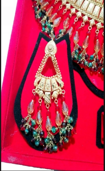 Real Gold Polish Special Bridal and on other (Function) use Dai Gani Necklace Set For Women - Image 6
