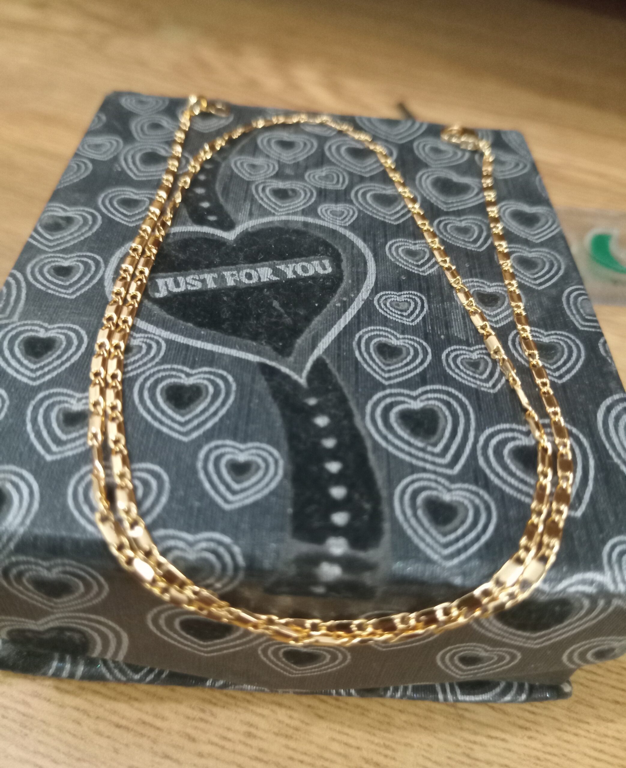 Pure Gold Polish Leaf Shape Small Locket Set with Italian Design Chain and Full Zirconia Stones For Women - Image 3
