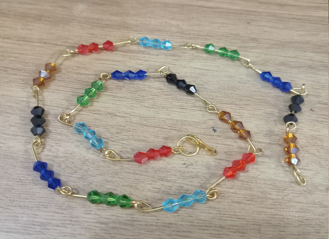 Pure Crystal Multiple Color with (18 x 3) Beads Chain For Girl and Women - Image 3