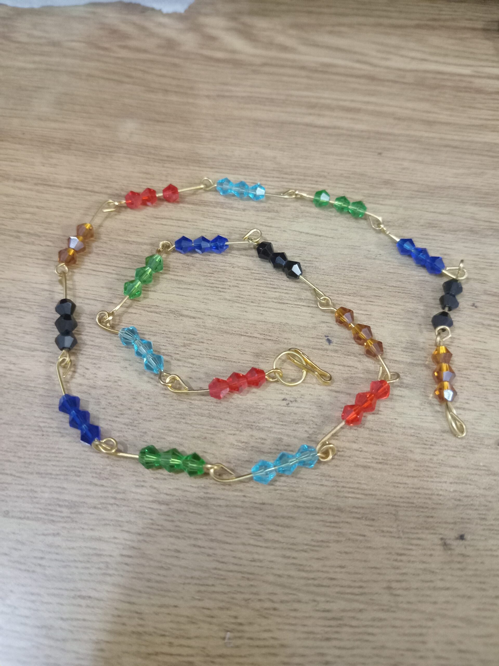 Pure Crystal Multiple Color with (18 x 3) Beads Chain For Girl and Women