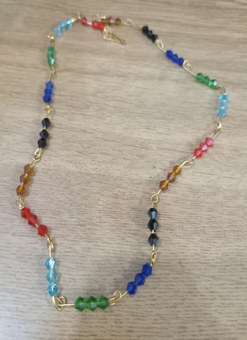 Pure Crystal Multiple Color with (18 x 3) Beads Chain For Girl and Women - Image 2