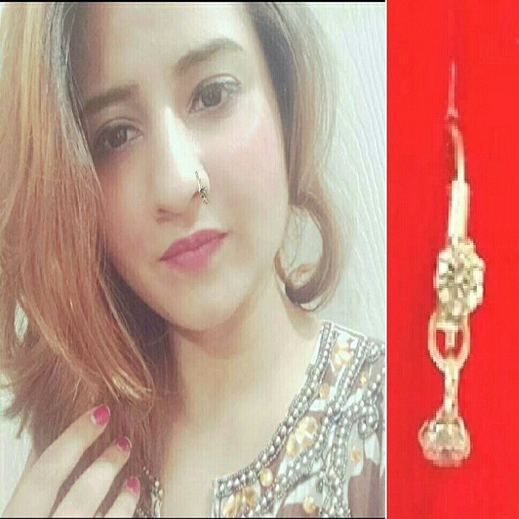 Pure Silver (Chandi) Nose Ring with Small Front and Under Stones For Women