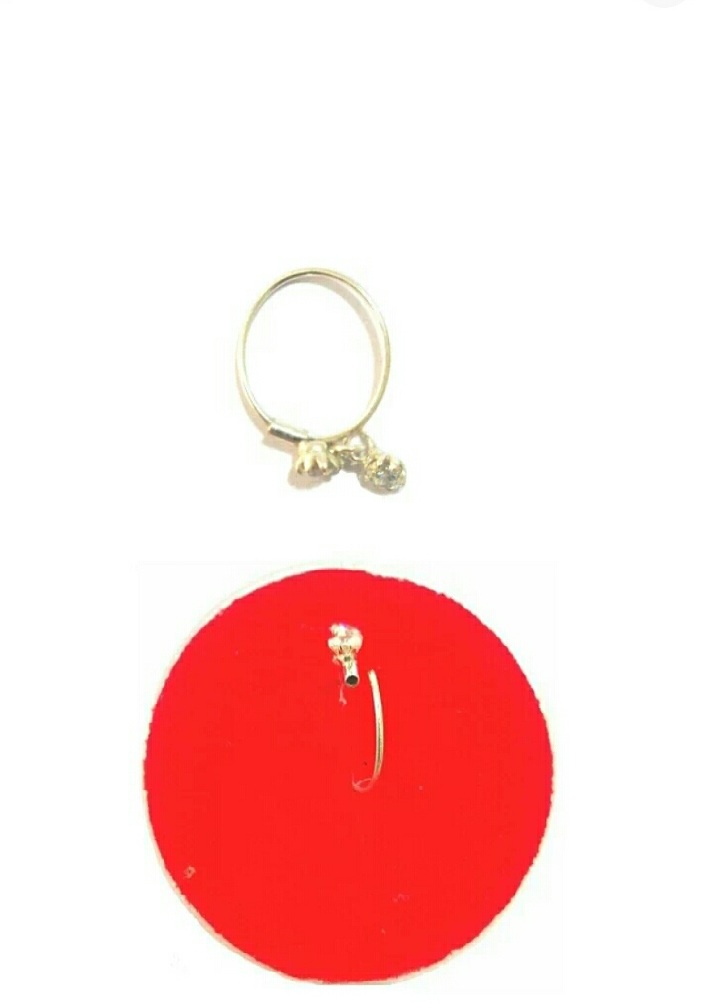 Pure Silver (Chandi) Nose Ring with Small Front and Under Stones For Women - Image 2