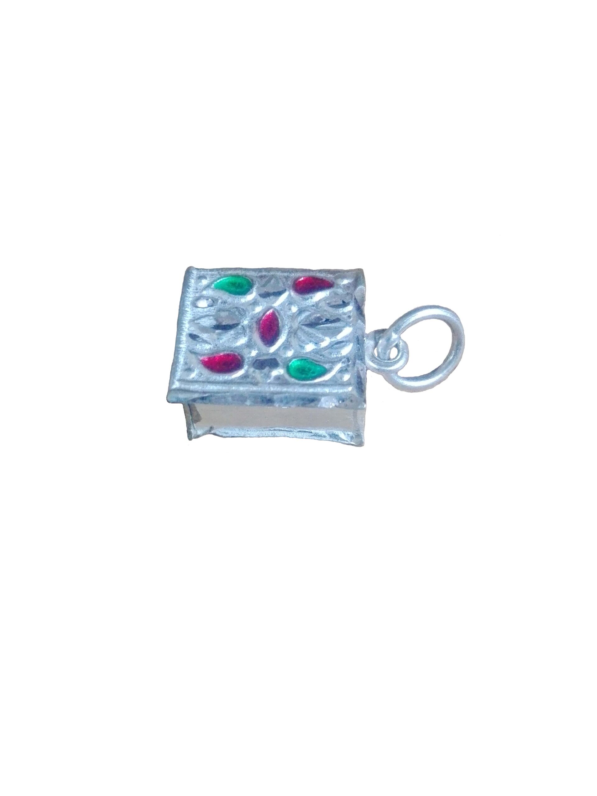 Real Silver (chandi) Square Shaped Amulet (Taweez) Locket with Black Cord