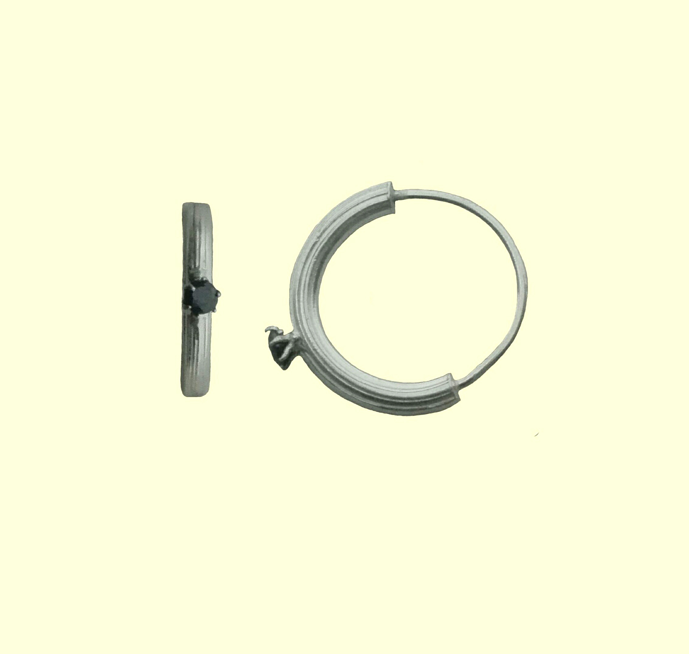 Pure Silver (chandi) Nose Ring with One Small Stones For Women - Image 2